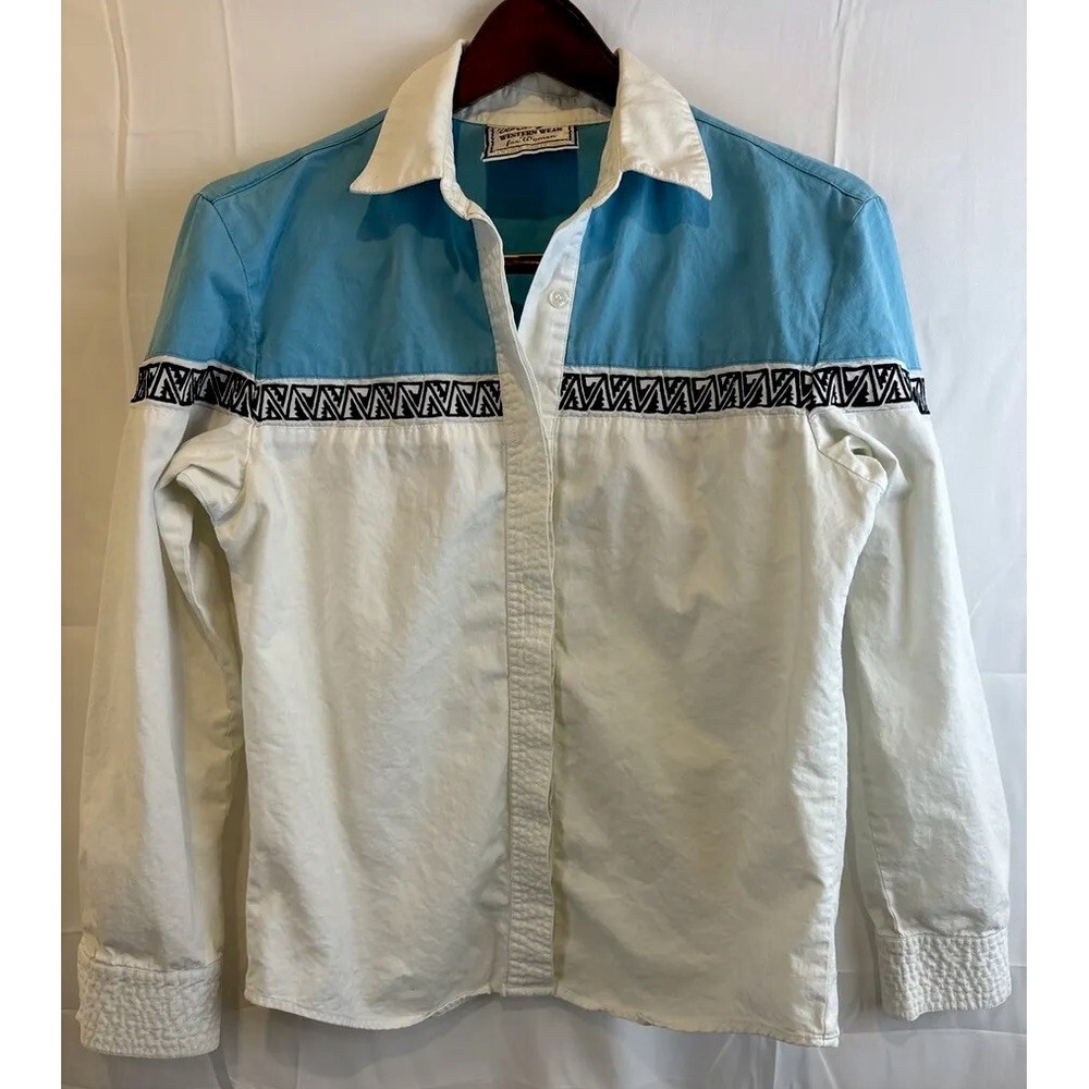 Vintage Wrangler Brush Popper Button Up Shirt Size Medium